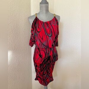 Elegant Red and Black Women's Dress